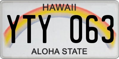 HI license plate YTY063