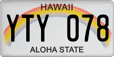 HI license plate YTY078
