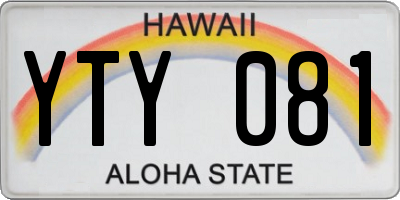 HI license plate YTY081