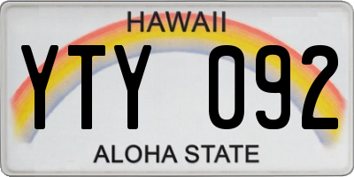 HI license plate YTY092