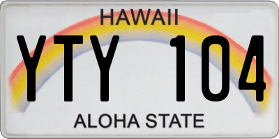 HI license plate YTY104