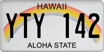 HI license plate YTY142
