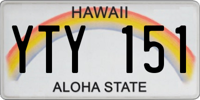HI license plate YTY151