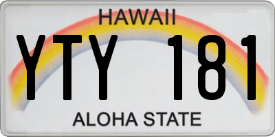 HI license plate YTY181
