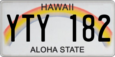 HI license plate YTY182