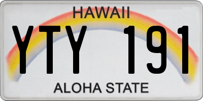 HI license plate YTY191