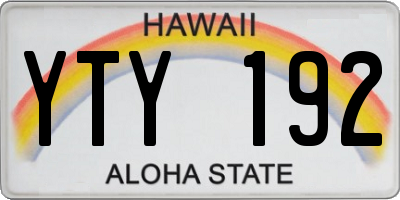 HI license plate YTY192