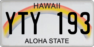 HI license plate YTY193