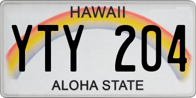 HI license plate YTY204