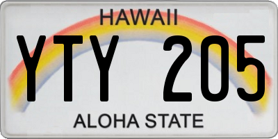 HI license plate YTY205