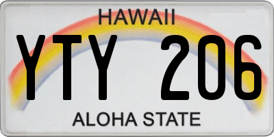 HI license plate YTY206