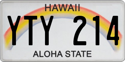 HI license plate YTY214
