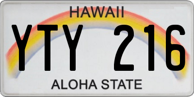 HI license plate YTY216