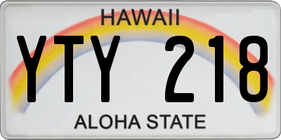 HI license plate YTY218