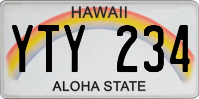 HI license plate YTY234