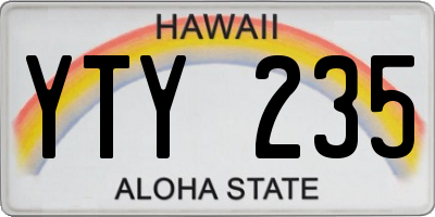 HI license plate YTY235