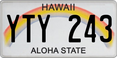 HI license plate YTY243