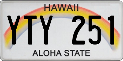 HI license plate YTY251