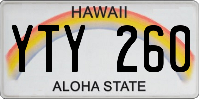 HI license plate YTY260
