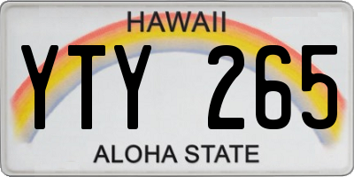 HI license plate YTY265