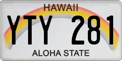 HI license plate YTY281