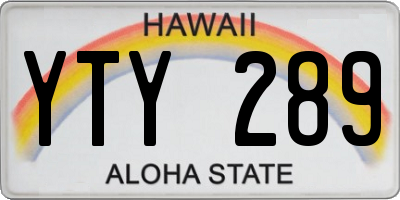 HI license plate YTY289