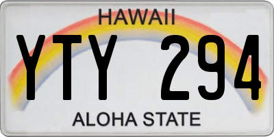 HI license plate YTY294