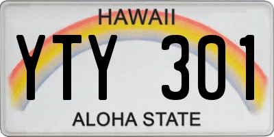 HI license plate YTY301