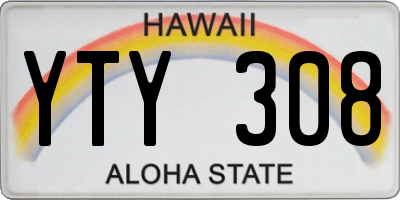HI license plate YTY308