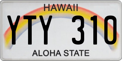 HI license plate YTY310