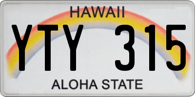 HI license plate YTY315
