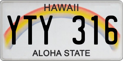 HI license plate YTY316