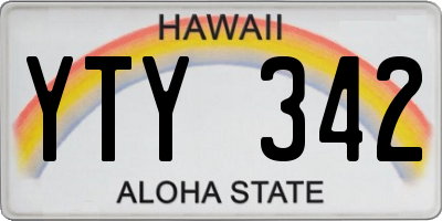 HI license plate YTY342