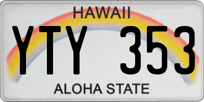 HI license plate YTY353