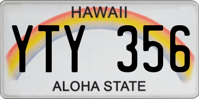 HI license plate YTY356