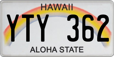 HI license plate YTY362