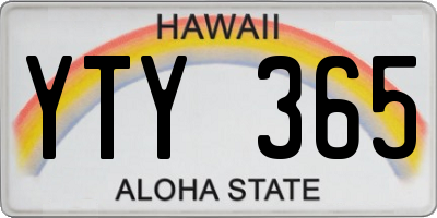 HI license plate YTY365