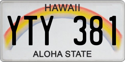 HI license plate YTY381