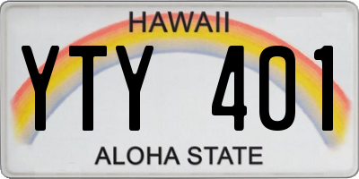 HI license plate YTY401
