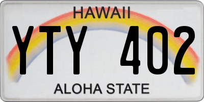HI license plate YTY402