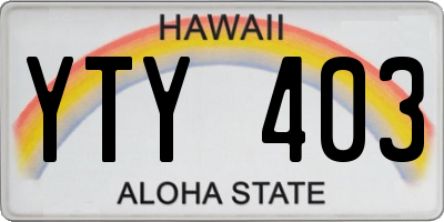 HI license plate YTY403