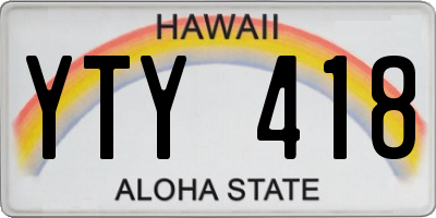 HI license plate YTY418