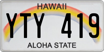 HI license plate YTY419