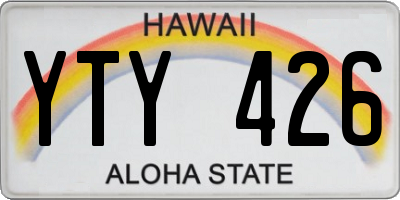 HI license plate YTY426