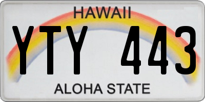 HI license plate YTY443