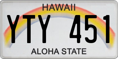 HI license plate YTY451