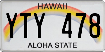 HI license plate YTY478