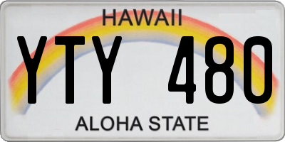HI license plate YTY480
