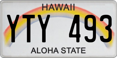 HI license plate YTY493