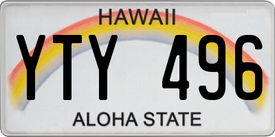 HI license plate YTY496